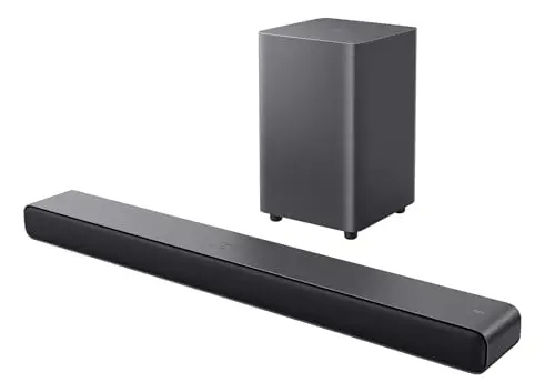 TCL S55HE Barra de Sonido 2.1, 220W, Subwoofer Inalámbrico, Dolby Atmos, DTS Virtual:X, HDMI eARC, Bluetooth 5.3, Mando Único, Compatible TV