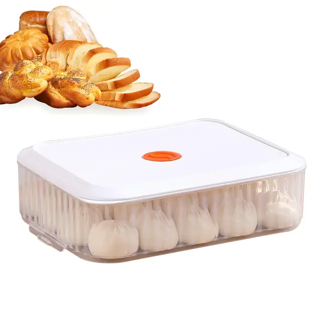 Genérico Caja De Prueba De De Pizza - Contenedor De Pan Y Bola De Antiadherente Apilable De 12x9x4 Pulgadas Con Tapa Grabadora De Fecha | Almacenamiento De Congelador De, Deshielo Refrig