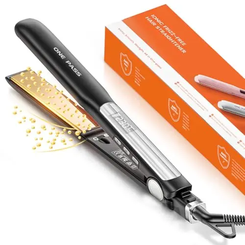 Faszin Planchas del Pelo 2 en 1, Calienta en 20s Plancha Pelo, de Titanio con Iones Plancha de Pelo, Pantalla LCD Clara, Ideal para Alisar, Rizar y crear Ondas (Negro)