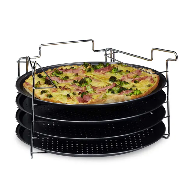 relaxdays set 4 bandejas pizza horno