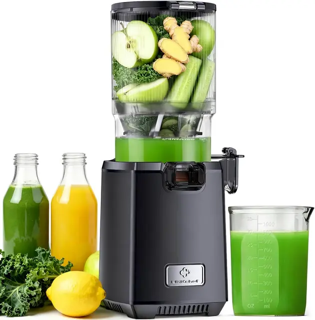 LINKChef Fruta Entera Extractor de Zumos y Verduras, 130mm Calibrey 1,8L Licuadora Prensado en Frio, 250W Extractor de Jugo Juicer Machine, Función de Masticación Inversa, Fácil de instalar y limpiar