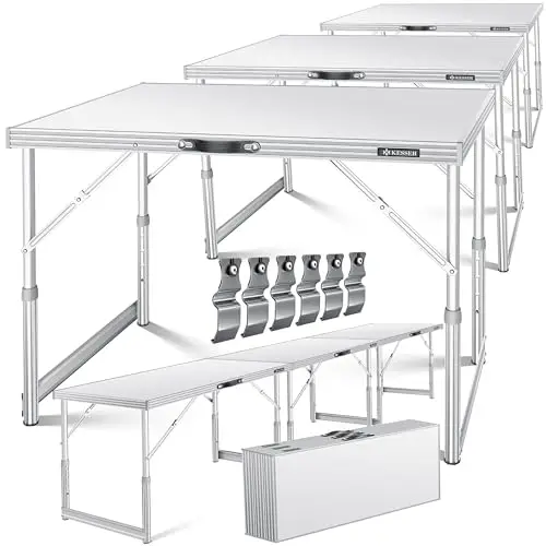 KESSER® Mesa multifunción Profesional de 3 Piezas, 100 x 60 cm, Mesa para empapelar, Capacidad de Carga de 30 kg por Mesa con función Extensible, Plegable, Mesa Auxiliar Multiusos para Camping