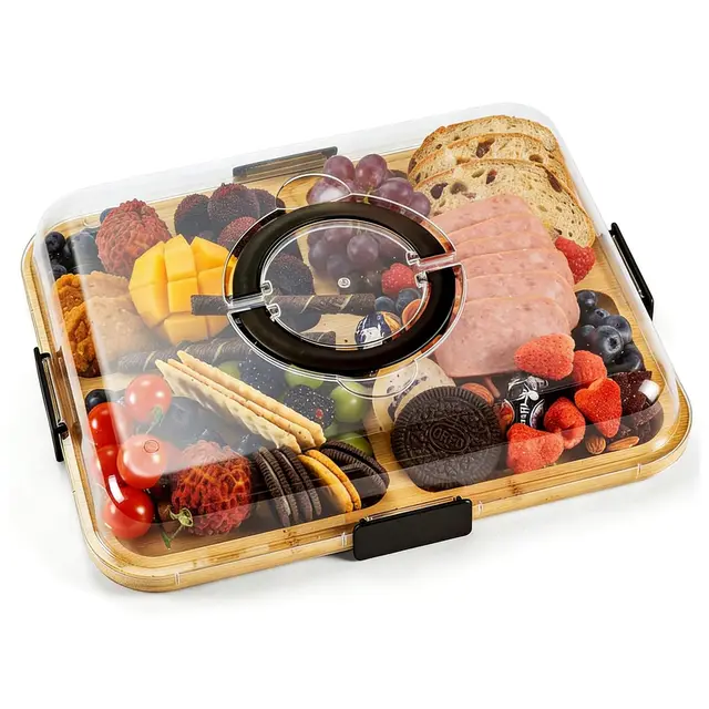 jinavoty tabla de quesos bambú con tapa
