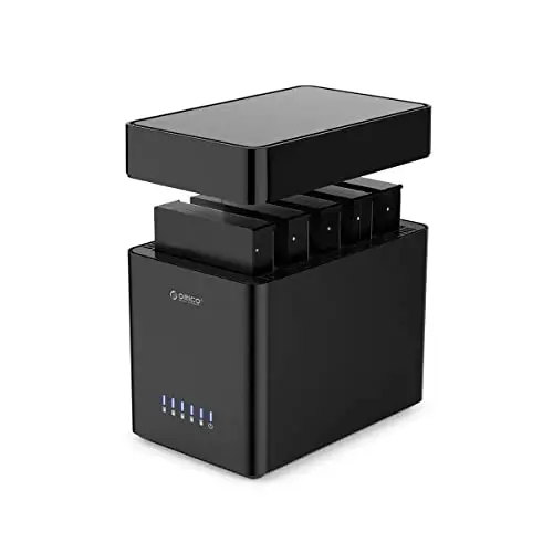 ORICO Docking Station 5 Bahias USB 3.0 Carcasa magnética de Disco Duro de 3,5" para el Disco Duro Externo SATA SATA3.0 5x18TB con Adaptador 12V6.5A Compatible con Windows/Mac