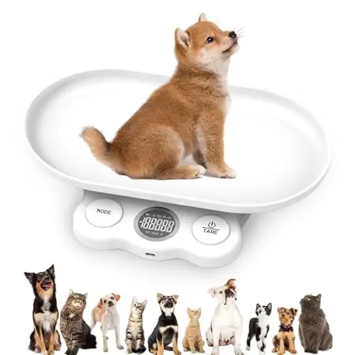 Báscula digital para animales pequeños: 15 kg Báscula digital para mascotas precisa en 1 g, báscula digital LCD para bebés con 7 modos de pesaje (g/kg/oz/lb/ml/mml/tl), báscula digital para bebés
