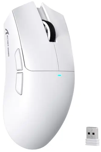 ATTACK SHARK X11SE Ratón Inalámbrico para Juegos, 63g Superligero, con Sensor PixArt PAW3311, 22000DPI, Trimodo Bluetooth/2,4GHz/con Cable, 1000Hz, Batería de 300 mAh, para PC/Mac (Blanco)