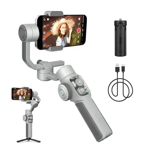 ZHIYUN CINEPEER Smooth 5E Estabilizador Smartphone, Luz de Relleno Integrada, Trípode, Estabilizador Gimbal de 3 Ejes para iPhone, Androi, Edición Inteligente, Carga 300g