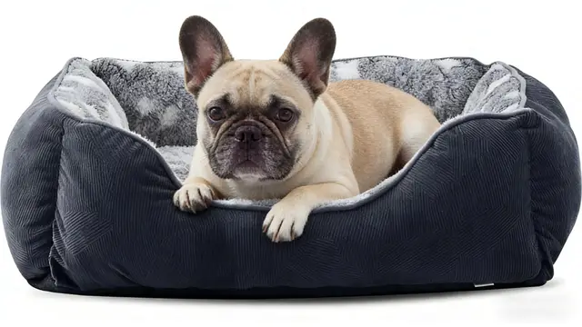 FURTIME Cama para Perros Pequeños Antideslizante y Antiestres - Caseta Lavable, Colchón, Cuna, Sofá - S(51x48x18cm) Negro