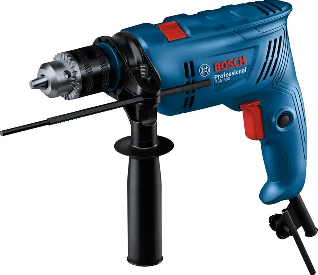 Bosch Professional taladro percutor con cable GSB 600 (motor de 600 W, 13 mm de taladrado en hormigón, escobilla de carbón)