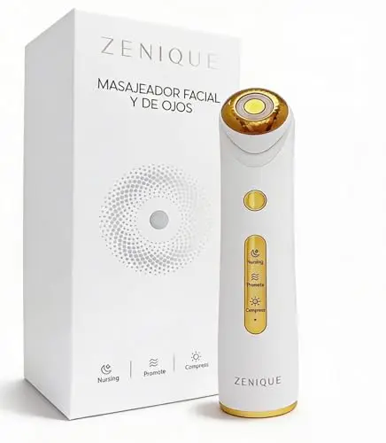 Masajeador Facial Rejuvenecedor Luz LED Roja Azul Calor 45 Grados Antiedad Reduce Ojeras Bolsas Mejora Piel Dispositivo Belleza Facial Portatil Uso Diario Relajante Cuidado Facial Avanzado