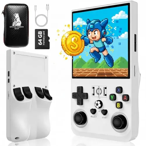 Brown Rubber Bear Consola Retro Portátil R36MAX 2026 con más de 15.000 juegos y Funda Protectora, Pantalla IPS HD de 4 pulgadas, 64 GB de Memoria, Batería de 4000 mAh hasta 6 h, Linux optimizado.