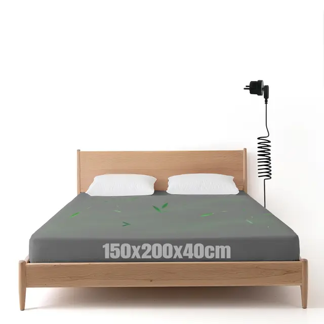 Esterilla de Tierra, Sábana de Tierra, Alfombrilla conductiva con Cable de Tierra UE, 90% Algodón Orgánico + 10% Fibra de Plata Pura, Sábana Bajera Conductora para un Mejor Sueño (150x200cm)