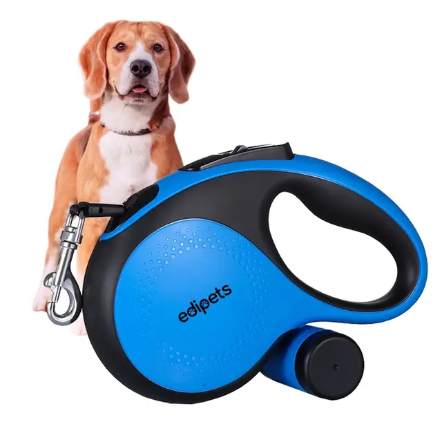 Edipets, Correa Perro Extensible, Retráctil, 5 y 8 Metros, Cinta Flexible para Adiestramiento y Paseo, para Perros Pequeños, Medianos y Grandes (Azul, 5 Metros)