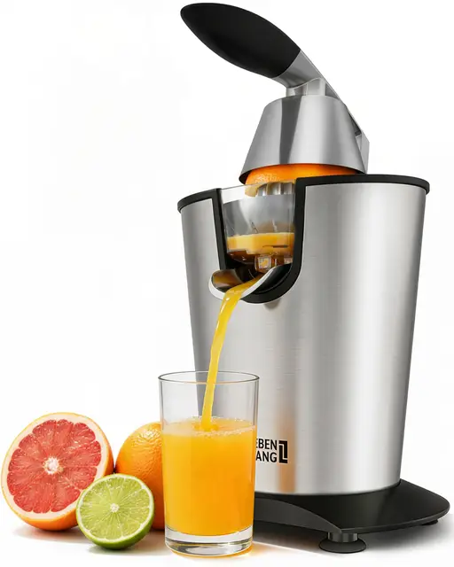 LEBENLANG Exprimidor de naranjas electrico 600W - Incl. Cono de Acero Inoxidable & Libre de BPA I Espremedor citrinos eléctrico Esprimidores zumos automatico Juicer orange machine Esprimidoras zumera
