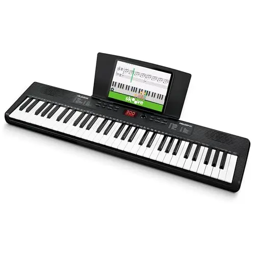 Alesis Melody 61 Teclado Piano Eléctrico para Principiantes con 61 Teclas, con Altavoces, Atril para Partituras o Tablet, 300 Sonidos y Lecciones de Música