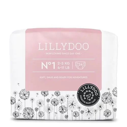 Pañales LILLYDOO delicados con la piel - talla 1 (2+ kg), 24 unidades, protección contra fugas, suaves, sin perfumes ni lociones y dermatológicamente probados