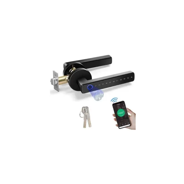 Cerradura Inteligente Puerta Exterior - 4 en 1 Cerradura Electronica, Huella Dactilar, App, Contraseña, Llave, Cerraduras para Protección Contraseña y Alarma de Batería Baja