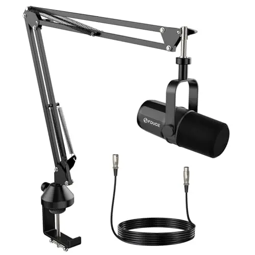 FDUCE SL40X micrófono dinámico XLR con Soporte voladizo, Ideal para grabaciones en Estudio y Compatible con mesas de Mezclas, amplificadores y Otras interfaces de Audio Profesionales