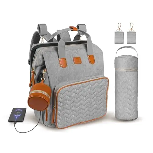 Bolso para Carrito de Bebé Mochila de Pañales con Cuna Extensible QUINO&CO. Unisex con Ganchos Carro, Funda para Biberones, Chupetero, USB | Regalo Bebes Recien Nacidos (Gris)