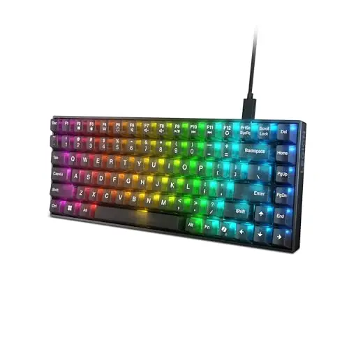 Lenovo Legion K510 Mini Pro - Teclado Gaming (Mecánico, 84 Teclas, Diseño 75% Compacto, Teclas Translúcidas, Iluminación RGB, QWERTY Español) Incluye Cable 1.8m - Color Negro