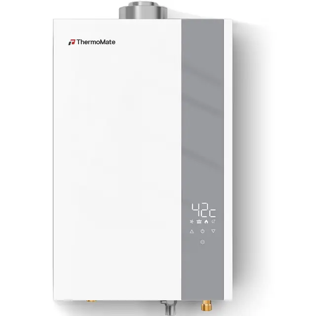 Calentador de agua instantáneo de gas para interiores ECO, ThermoMate 12 litros ErP/Calentador agua a gas natural con bajas emisiones de NOx, calentador de agua doméstico para cocinas y baños