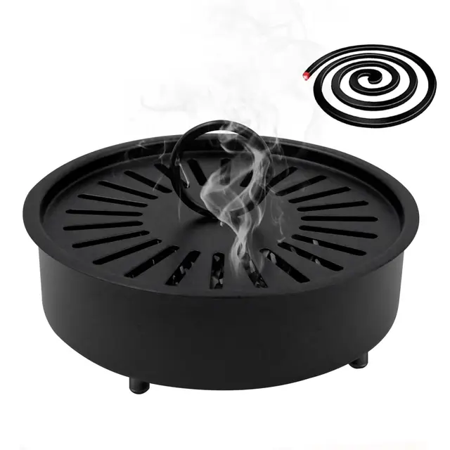 Sahumador Ennoxwi, Recipiente para Sahumar, Quemador de Incienso, Hornillo para Incienso, Soporte para Espirales Antimosquitos, Aromaterapia, Meditación, Decoración para Hogar y Oficina, Negro