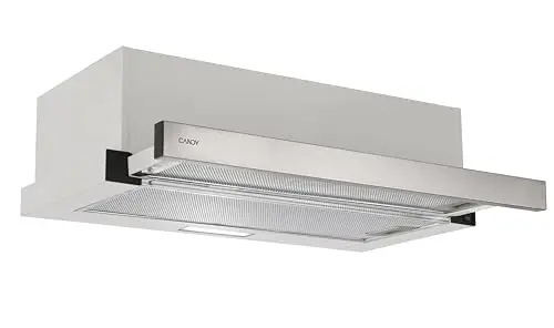 Candy CBT6130/3X, Campana Telescópica 60 CM, 2 Niveles de Potencia, 125W, 264M3/H, Filtros de Carbono, Panel Aluminio Antigrasa, Iluminación LED, 53/60DB, Acero Inoxidable