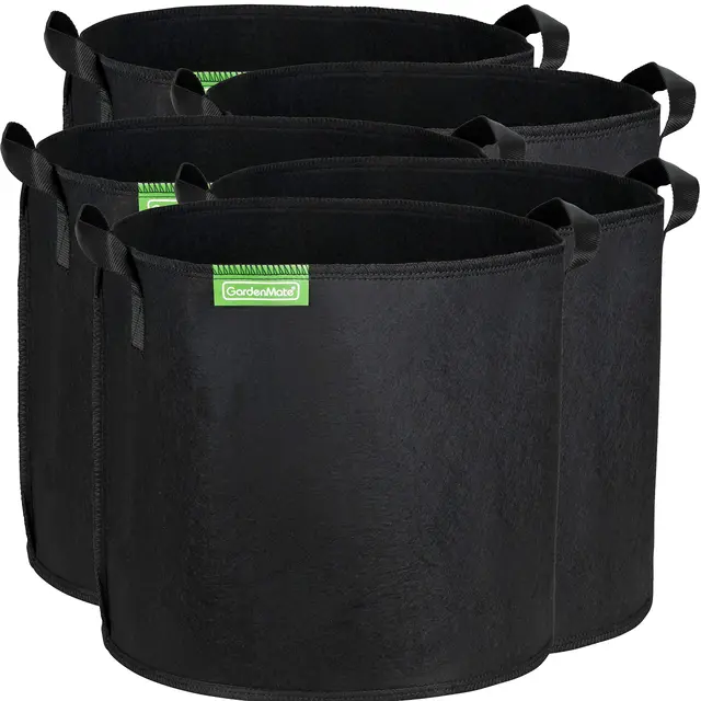 GardenMate 5X 30L Bolsas de Tela no Tejida para Plantas - Altura 30,5 cm Ø 35,6 cm - Blackline