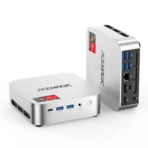 ACEMAGICIAN K1 Mini PC, AMD Ryzen R2544 (Mejor Que 4300U/N150, 3.7 GHz), 8GB DDR4 256GB SSD, Radeon Graphics, Windows 11 Pro, 4K Triple Display, WiFi 5, BT 4.2, Mini Ordenador para Oficina y Hogar