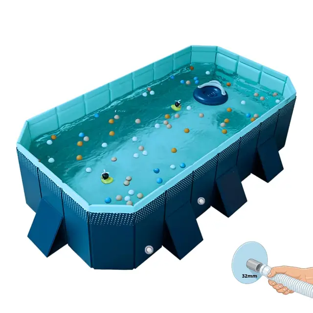 INDUSTEX - Piscina Plegable Foldable Pool, Piscina para niños, Piscina para Perros portátil, Piscina Desmontable, bañera, Piscina Juguete, Adecuada para niños, Mascotas Medianas ((Apta Bomba) 253x133)