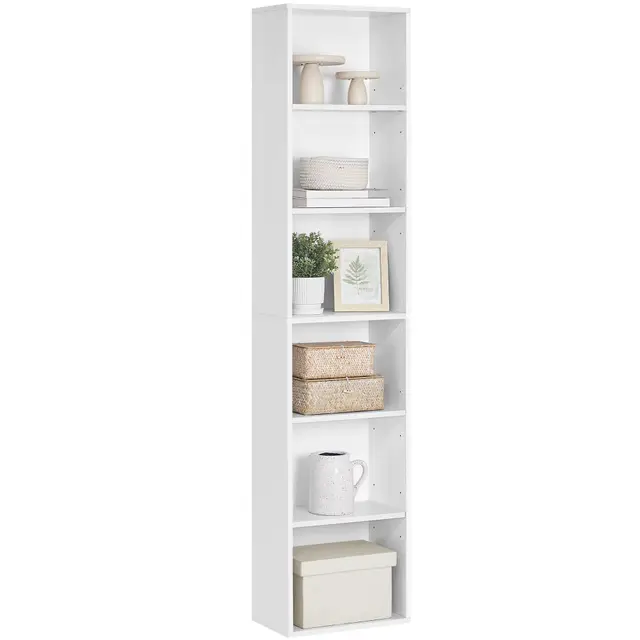 VASAGLE Estantería, Librería de 6 Niveles, Estantería de Almacenamiento Abierto, 24 x 40 x 178,5 cm, para Sala de Estar, Estudio, Comedor, Blanco Nube LBC167T14