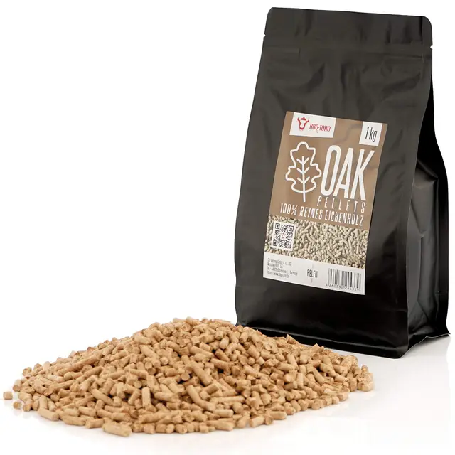 BBQ-Toro Pellets para Barbacoa de 100% Madera de Roble | 1 kg | Pellets de Roble para Barbacoa, Ahumador, Horno de Pizza de Pellets y Sistemas de Calefacción | Pellets de Madera