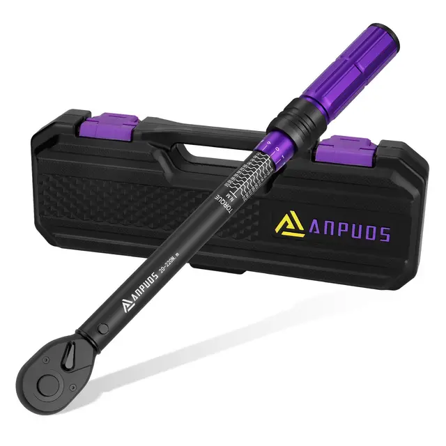 ANPUDS Llave Dinamométrica 1/2", 20-220 Nm, Precisión ±3% | Llave Dinamometrica Coche con Cabeza de Carraca Reversible de 72 Dientes para Reparaciones de Moto, Coche, Camión