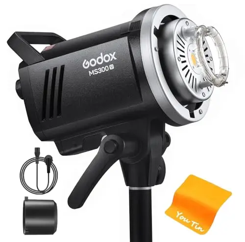 Godox MS300-V MS300 V Fotografía de Luz Estroboscópica300 W con Lámpara de Modelado LED Mejorada, Sistema X Inalámbrico de 2.4 G, Soporte Bowens, Flash Estroboscópico, Ideal para Fotografía