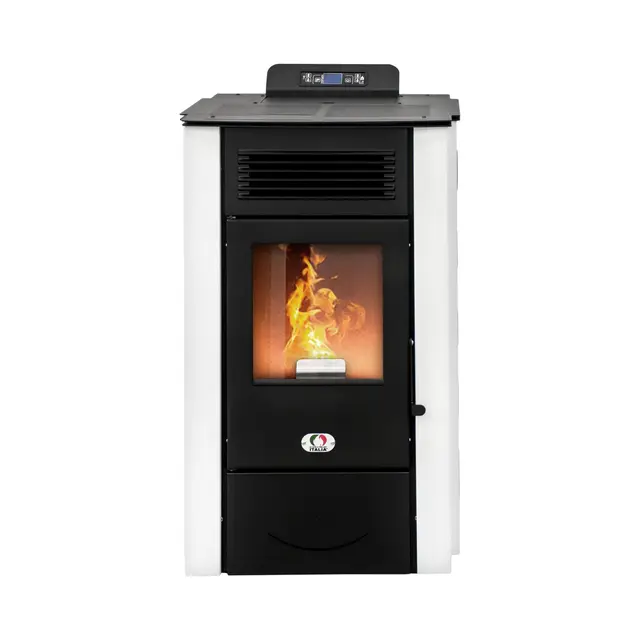 STUFE A PELLET ITALIA Colorado 15 kW | estufa de pellets eficiencia 92% calienta 140 m² autonomía 15 horas programable 5 velocidades y niveles de potencia 24 meses garantía blanco