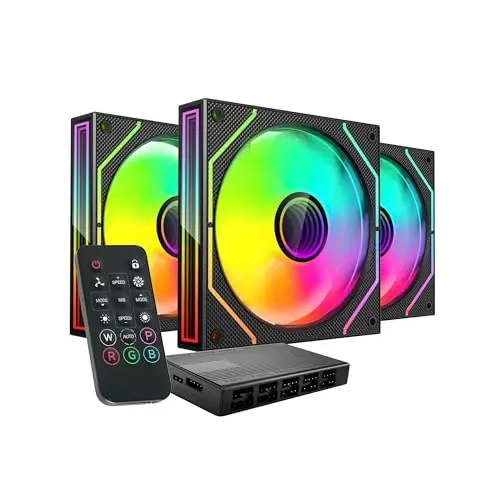 MARS GAMING MF-3DPROKIT, Kit 3x Ventiladores PWM 120mm, Iluminación ARGB Infinity Mirror 3D, Sistema Control PWM, Rodamientos FDB, Mando a Distancia y HUB, Compatibilidad Total ARGB, Negro