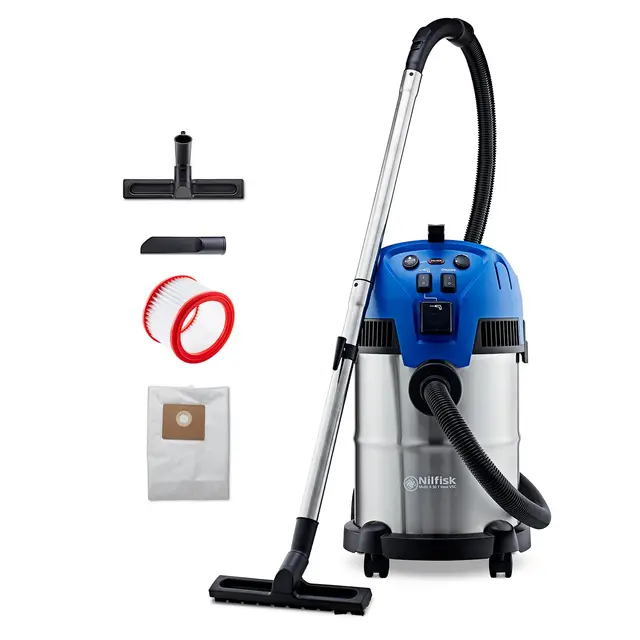 Nilfisk Multi II 30L T Aspirador de Agua y Polvo Potente - Aspiradora de Bricolaje para Sólidos y Liquidos, Seco y Húmedo, Exterior e Interior (1400 W)