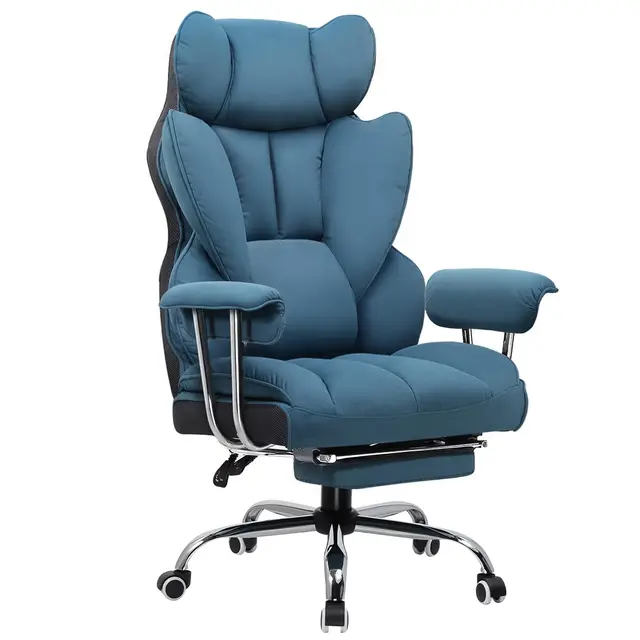 GTPLAYER Silla Gaming, Sillón Gaming, Silla de Oficina Ergonómica, Asiento de Oficina Ajustable, Altura del Asiento Ajustable con Reposapiés Telescópico, Silla Giratoria, Azul