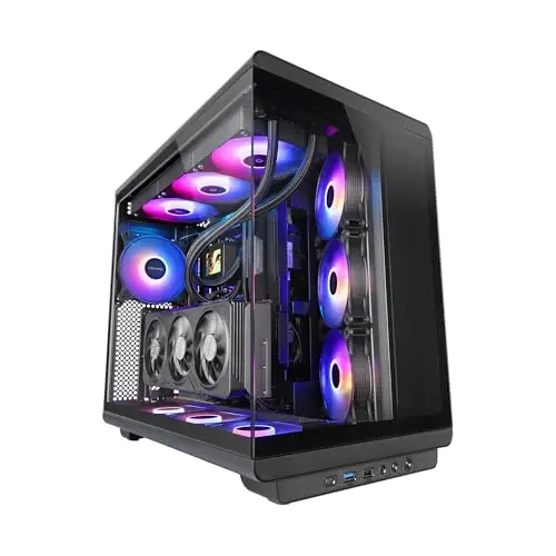 Mars Gaming MC-Rev, Caja Gaming ATX, Doble Cristal Templado, 3X Ventiladores ARGB Invertidos 12cm, Montaje Vertical de Tarjetas Gráficas, Torre PC con Soporte Refrigeración Líquida hasta 360mm, Negro
