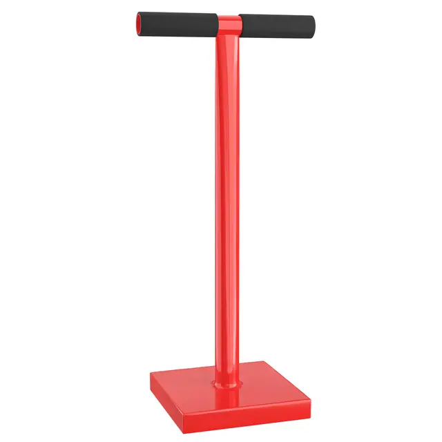 Wiltec Pisón de tierra 11,5 kg de acero, base 20 x 20 cm, mango en T, compactador manual