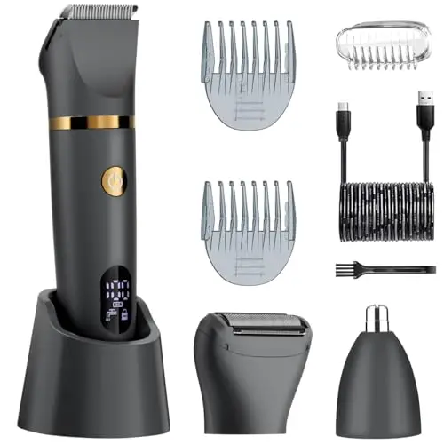 Scttomon Recortador corporal masculino, recortador público esférico, afeitadora de lámina corporal, afeitadora, recortadora de orejas nasales, Pantalla LED impermeable, seca y húmeda