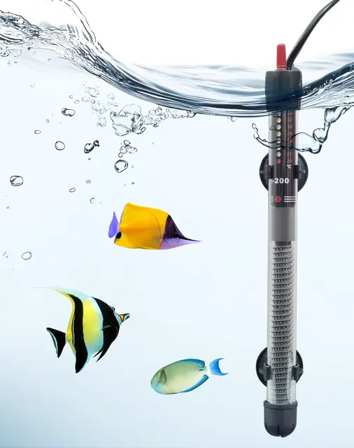 Calentador para Acuario 200W Sumergible Seguro con Termostato Ajustable - Vidrio de Cuarzo a Prueba de Explosiones Control de Temperatura Preciso (20-34°C) para Peceras y Tanques de Tortugas 120-200 L