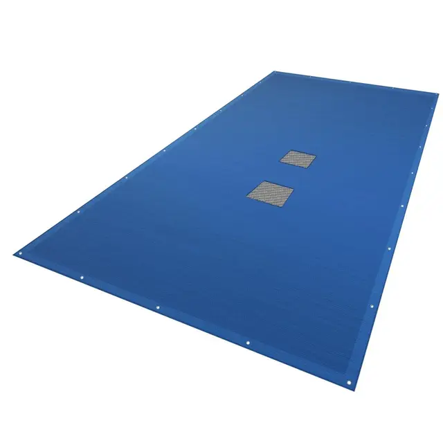 VOUNOT® Lona para Piscina Rectangular 8 x 4 m, Cubierta Protectora PE de 160 g/m² con Red Central de Drenaje, Funda de Piscinas Anti-UV con Ojales Cada 100 cm, Azul-Gris