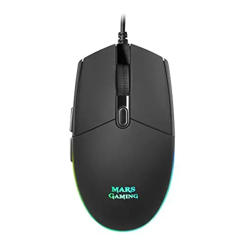 Mars Gaming MMG, Ratón Gaming Compacto 3200 dpi RGB Flow, Switches Mecánicos HUANO, Diseño Ligero Antideslizante, 6 Botones, Windows, Linux, Mac, PS4, PS5, Xbox One, Xbox Series X-S, Negro