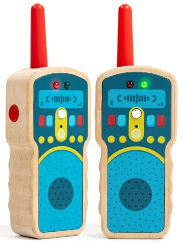 Nene Toys Walkie Talkies de Madera para Niños – Radios Reales de 2 Vías, Alcance 500 m – Push-to-Talk, Canal Único – Haya FSC®, Seguro y Duradero – Juego Interior/Exterior – Idea Regalo 2–8 Años