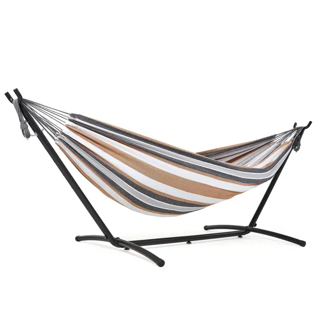 Mondeer Hamaca con Soporte, Hamaca de Camping al Aire Libre, Jardín, Hamaca de Tela Individual con Marco de Metal con Bolsa de Transporte Portátil y Accesorios, Carga de 200 Kg