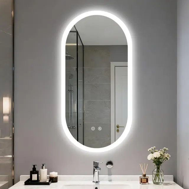 LUVODI Espejo Baño con Luz Led Ovalado 100 x 50 cm Espejos de Baño Antivaho con Luz Retroiluminado Regulable Espejo Moderno Inteligente con 2 Interruptor Tactil Función de Memoria y Impermeable IP66