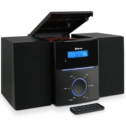 Denver MCA-240 Microcadena con CD y Radio FM, 30 presintonías, AUX, Auriculares, Mando a Distancia, Doble Alarma, 2 x 2 W RMS