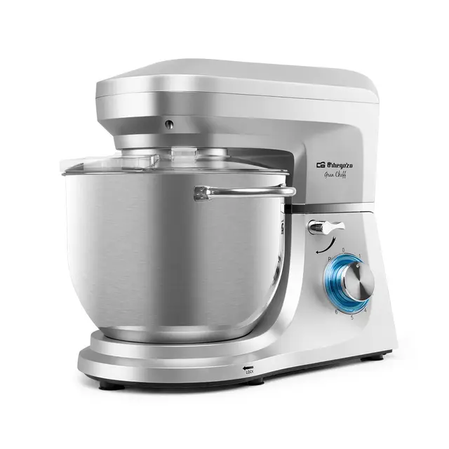 Orbegozo AM 8000 Batidora Amasadora con Accesorios para Mezclar, Amasar y Batir, 1800 W, Bol de Acero Inoxidable de 7 L, Motor AC, 6 Velocidades + PULSE