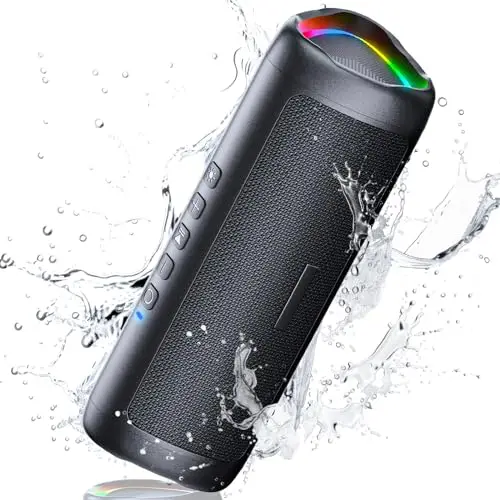 UOHHBOE Altavoz Bluetooth 5.3, 30W Altavoz Bluetooth Potente con Luz LED de Color, Bajos Potentes y Agudos Claros, Impermeable IPX5, 24H de Reproducción Bluetooth Speaker con Emparejamiento TWS(Largo)